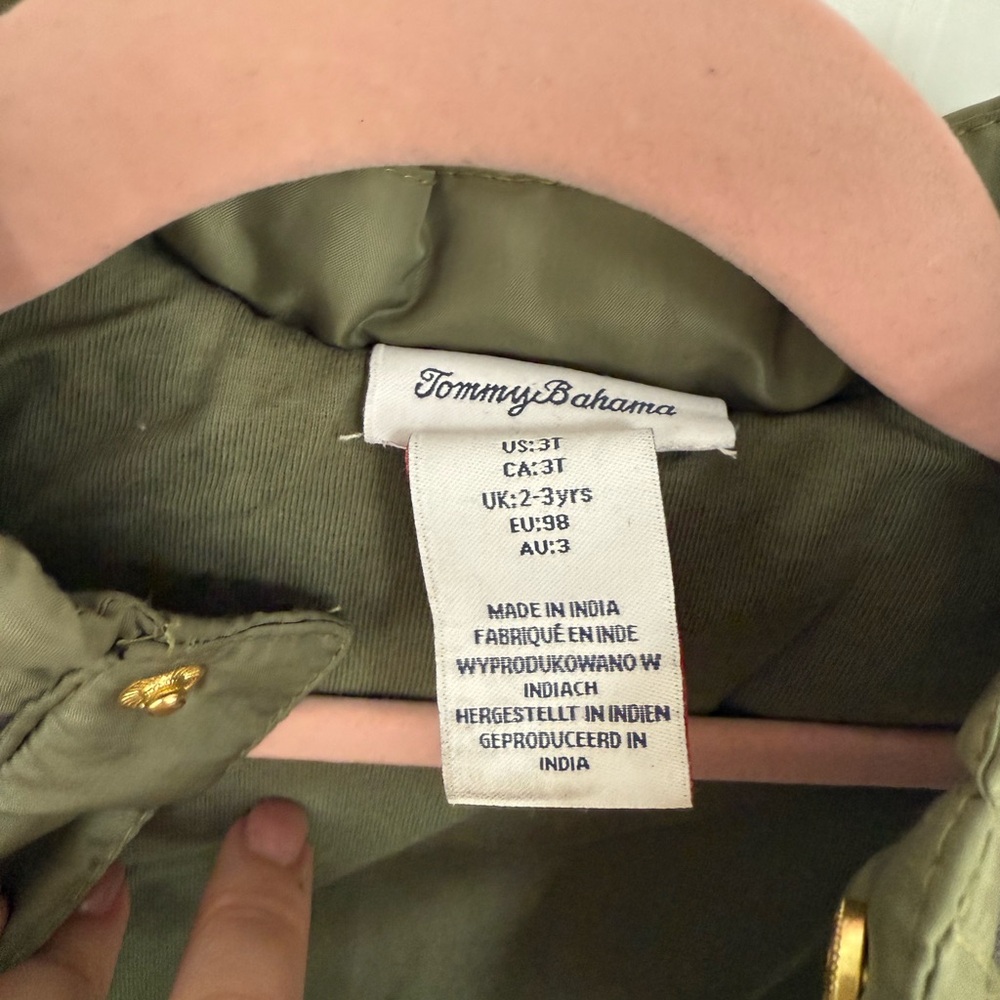 Tommy Bahama Olive Quilted toddler Vest - Picture 2 of 3